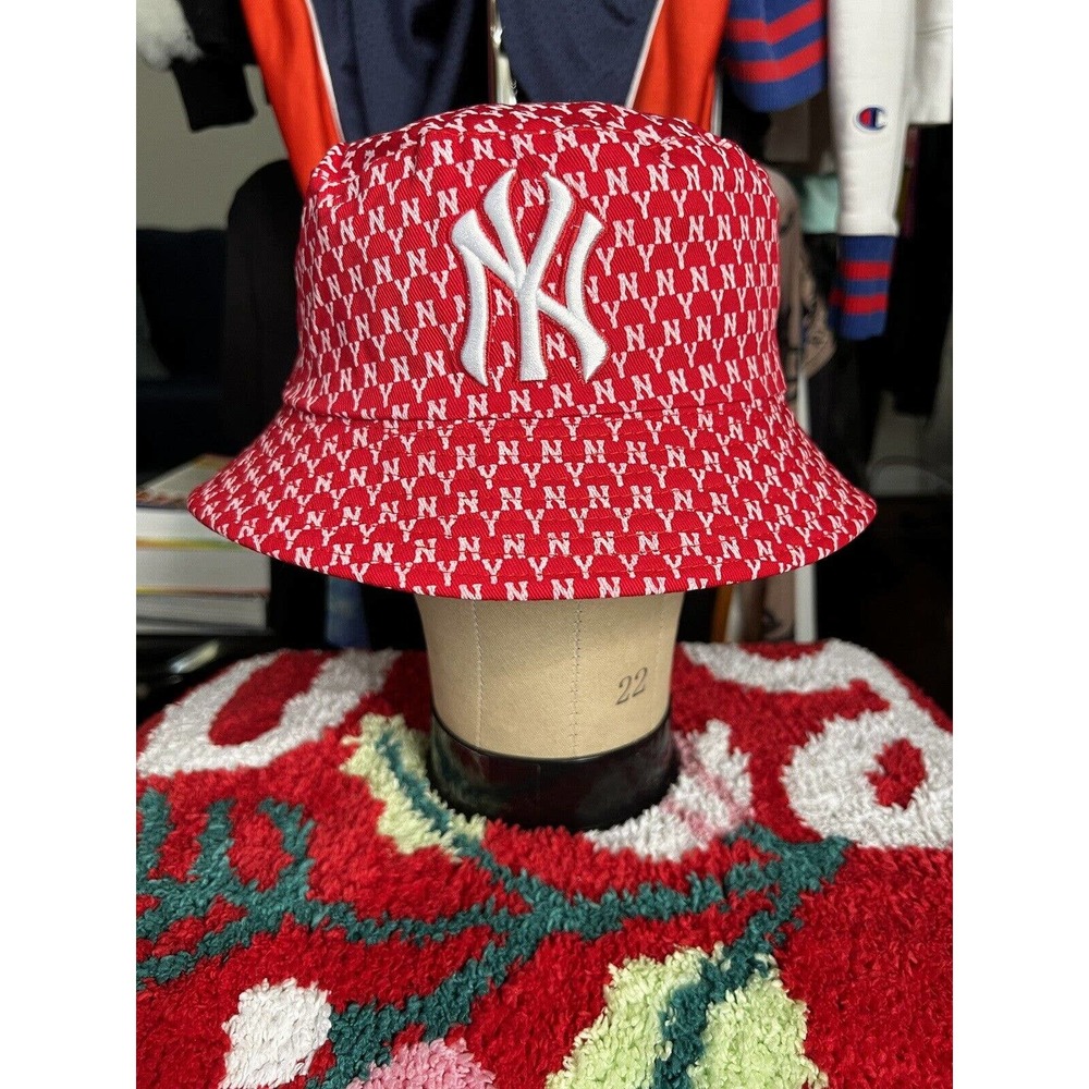 NY Bucket Hat Unisex Adult One‎ Size Red Reversible 2 Sided Embroidered Logo Y2K